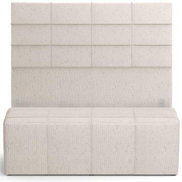 Imagem de Kit Cabeceira Cama Box King 195cm Com Calçadeira Roma W01 Linho Cru - Lyam