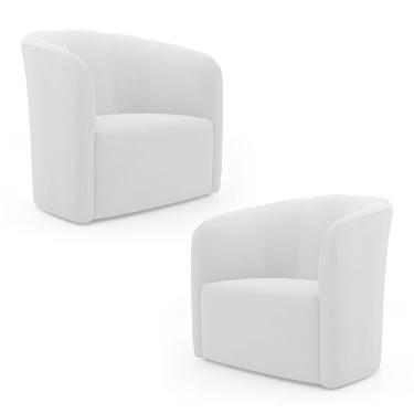 Imagem de Kit 02 Poltronas Decorativas Abby Veludo Cinza Claro - Abmaza