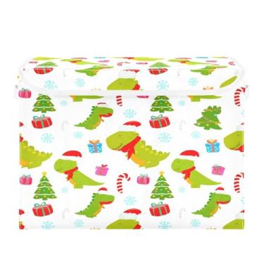 Imagem de SEHANY Cestas de armazenamento engraçadas de dinossauro com tampas, organizador de caixa de armazenamento dobrável, caixas de armazenamento de armário de tecido para roupas cobertor de escritório