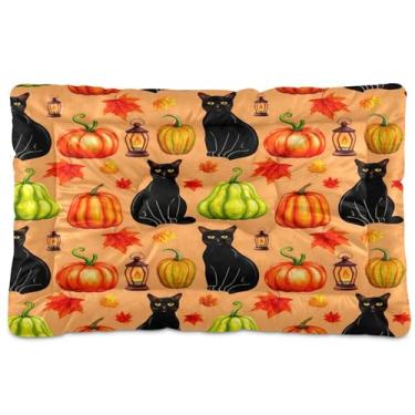 Imagem de SEHANY Cama de Halloween Pumpkins para cães e gatos com fundo antiderrapante, caixa de canil, colchão macio para animais de estimação, lavável para cães pequenos, médios e grandes, gatos, 91 x 61 cm