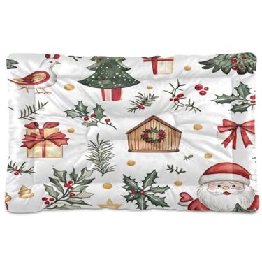 Imagem de SEHANY Cama de Natal para cães de Papai Noel, cama de gato com fundo antiderrapante, cama de canil, colchão macio para animais de estimação, lavável para cães pequenos, médios e grandes, gatos, 45,7 x