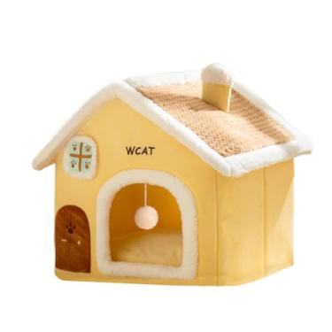 Imagem de Bothyi Casa de inverno para gatos, bola suspensa, lavável, almofada espessada, arranhador, cabana de brincar, centro de atividades para pequenos animais, M for 4kg Pet
