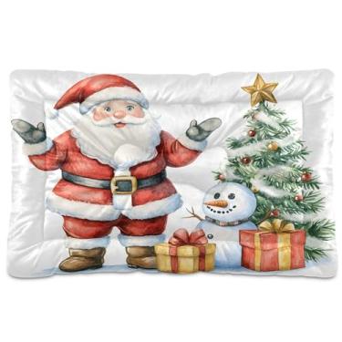 Imagem de SEHANY Cama de Natal para cães de Papai Noel, cama de gato com fundo antiderrapante, cama de canil, colchão macio para animais de estimação, lavável para cães pequenos, médios e grandes, gatos, 91 x