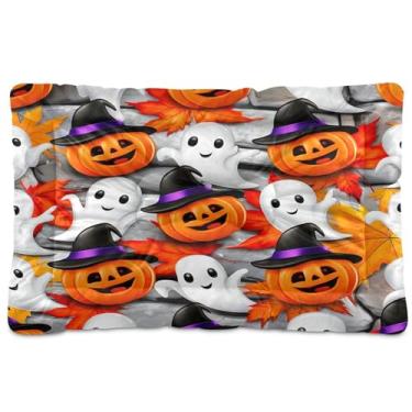 Imagem de SEHANY Cama de cachorro fantasma Halloween Boo Cama de gato com fundo antiderrapante, cama de canil, colchão macio para animais de estimação, lavável para cães pequenos, médios e grandes, gatos, 61 x