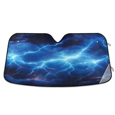Imagem de ATTX Blue Thunder Cloud Para-brisa Carro Para-brisas 144.8 cm x 80.0 cm Escudo Solar Universal com Proteção UV, Persiana de Janela Frontal Auto Dobrável para Sedans SUVs Caminhões #361