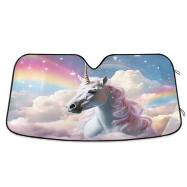 Imagem de ATTX Para-brisa de carro Sky Horse 139.7 cm x 70.1 cm Escudo solar universal com proteção UV, persiana de janela frontal automática dobrável para caminhões Sedans SUVs #511