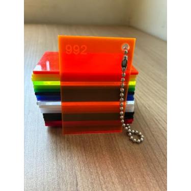 Imagem de Chapa de Acrílico Laranja Fluorescênte 2mm 50x50cm Placa Premium Transparente Cast Virgem 100 por cento de Pureza | 0,5x0,5m Comunicação Visual | Dobrável | Corte a Laser | 500x500mm