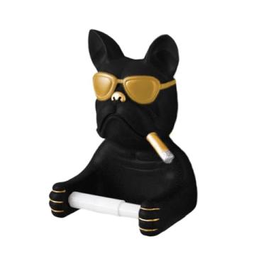 Imagem de FytStycale Porta-papel higiênico de parede com organizador decorativo em formato de cachorrinho para restaurantes, Preto