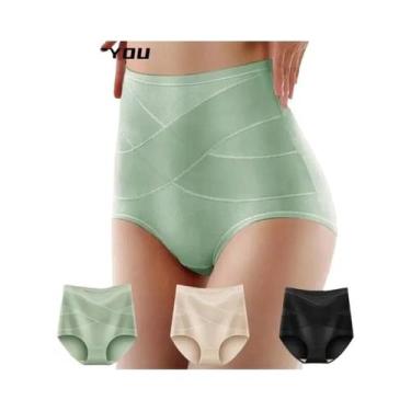 Imagem de Calcinhas De Algodão Femininas De Cintura Alta 3 Peças Sem Costura Lev