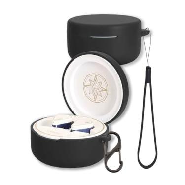 Imagem de Capa para fone de ouvido Moondrop Robin Honkai Star Rail, capa protetora de silicone macio FJIASTB com mosquetão e cordão, à prova de choque (preto)