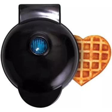 Imagem de Mini Máquina de Waffle Formato Coração Elétrica p/Café da Manhã 110V (Preto)