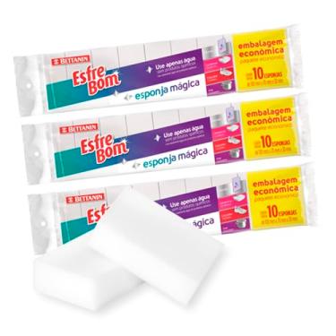 Imagem de Esponja Mágica Multiuso Para Tecido Inox Pias E Paredes 30un