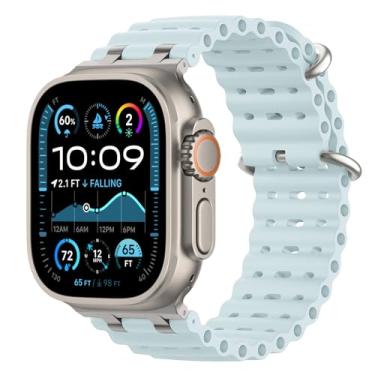 Imagem de Astorgos Pulseira oceânica atualizada compatível com Apple Watch Ultra2/Ultra de 49 mm, S10 46 mm, 9/8/7 de 45 mm, SE2/SE/6/5/4 de 44 mm, 3/2/1 de 42 mm, conector de metal respirável para homens e