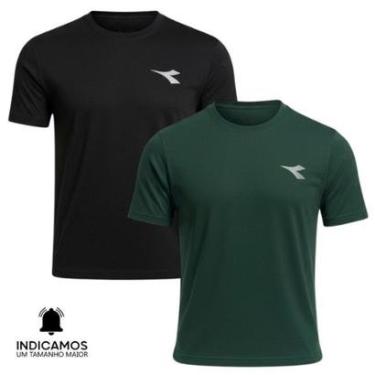 Imagem de Kit 2 Camisetas Diadora Small Logo Masculina - Verde Escuro e Preto XGG-Masculino