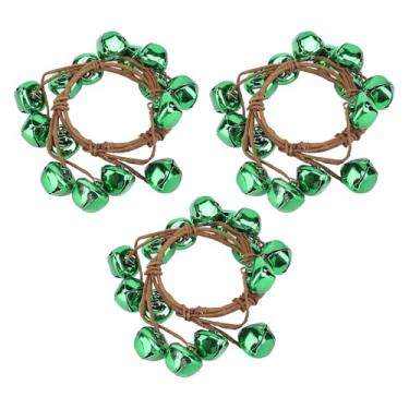 Imagem de CUOFYUNL 3 unidades guirlanda de sino pequeno enfeite de natal enfeite artesanato porta de metal de ferro decoração de casa (Verde)