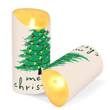 Imagem de ATTX Pacote com 2 velas coloridas para árvore de Natal – 7,6 cm x 9,9 cm com controle remoto e temporizador para decoração de casa, casamento, acampamento #296