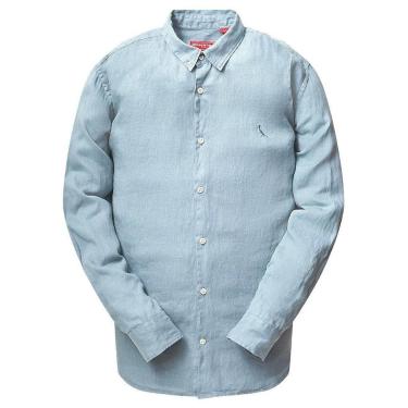 Imagem de Camisa Reserva Linho Masculina Manga Longa Azul Petróleo-Masculino