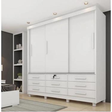 Imagem de Guarda Roupa Chicago 3 Portas 9 Gavetas Com Pés Móveis Tcil - Tcil Móv