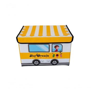 Imagem de Caixa Organizadora Infantil Tampa Brinquedoteca Armazenament Cor:sorveteria Amarela