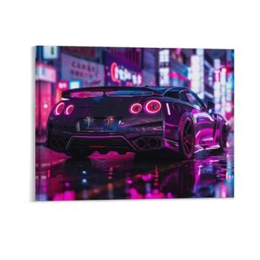 Imagem de HouLaiZhe Jdm Carro esportivo R35 sob luzes neon pôsteres tela estética decoração de quarto pintura de parede impressões galeria sala decoração de parede para quarto sala de estar escritório 16 x 20