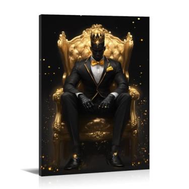 Imagem de Arte de parede afro-americana abstrata imagem de homem negro pintura em tela impressões inspiradoras arte para sala de estar quarto decoração de escritório em casa emoldurada - 30,5 x 45,7 cm