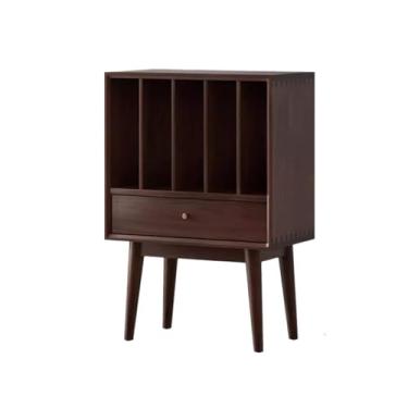 Imagem de Suporte para armazenamento de CDs Armário para discos de vinil com gavetas, grande capacidade armazenamento para CDs e revistas na sala estar