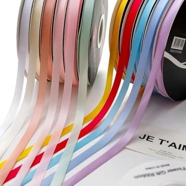 Imagem de Fita branca fina de cetim dupla face versátil de 1/8 polegada: ideal para laços, decoração de casamento, embrulho de presente, enfeites de Natal e arranjos florais, 50 jardas