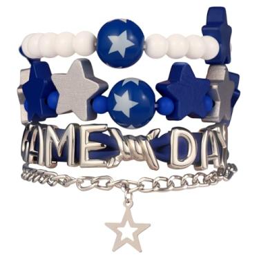 Imagem de DoDoBeads Conjunto de pulseiras femininas de cachecol de dia de jogo, pacote com 4 pulseiras em camadas, joias coloridas do time para roupas de dia de jogo, use como pulseira, colar, faixa de chapéu