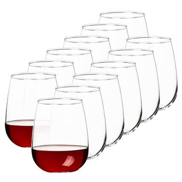 Imagem de UMEIED Conjunto de 12 taças de vinho sem haste de 500 ml, taças de vinho vermelhas/brancas, conjunto de vidro transparente para vinho tinto/branco, lavável na lava-louças, ideal para uso diário, bar