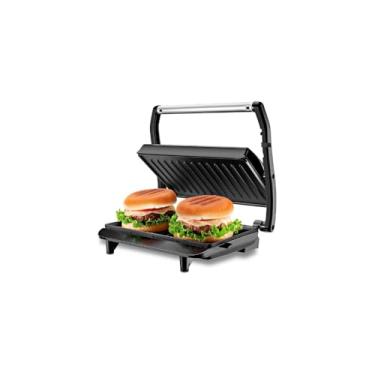 Imagem de Sanduicheira Elétrica Grill, 1000W, 220V, Inox, Placas Antiaderentes, 27x24x8cm