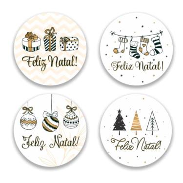 Imagem de Adesivo Natal, adesivo de natal presentes, adesivo confeitaria, etiqueta confeitaria, adesivo em vinil presentes, livraria, moda, vestuario, redondo 3x3cm - 100 unidades