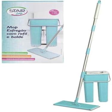 Imagem de Rodo Flat Mop E Balde Lava E Seca Profissional Com 1 Refil
