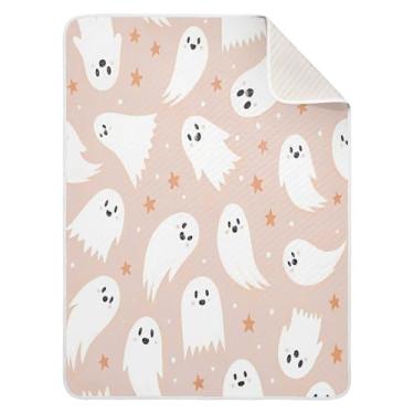 Imagem de Qilmy Cobertor de bebê assustador de Halloween 76 x 101 cm, cobertor infantil de algodão macio para meninos e meninas, cobertor leve e quente para bebês de berço, carrinho de bebê, soneca
