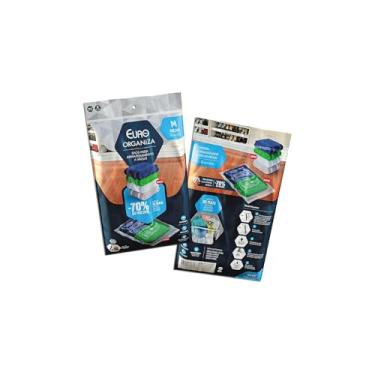 Imagem de Saco Organizador a Vácuo M, PVC Transparente, 60x80cm, Redução 80% Volume, Proteção Contra Poeira e Umidade