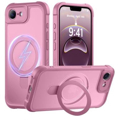 Imagem de MOCCA Capa projetada para iPhone 16e com suporte magnético invisível [proteção total da câmera] [compatível com Magsafe] Capa para celular à prova de choque translúcida fosca à prova de choque 15,5 cm