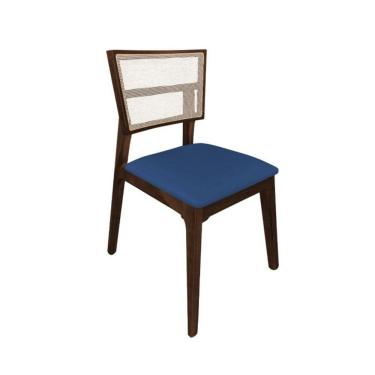 Imagem de Kit 4 Cadeiras De Jantar Tela Premium Madeira Maciça Manuela Azul Veludo Mel