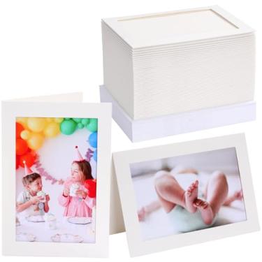 Imagem de Cartões de felicitações com inserção de foto sem deslocamento, 10 x 15 cm, porta-retrato de papelão, a granel, cartões com envelopes, para aniversário, casamento, formatura, Natal, sala de aula