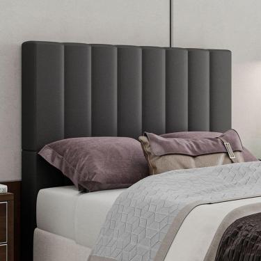 Imagem de Cabeceira Estofada Solteiro 90 Cm Esmeralda Corino Preto