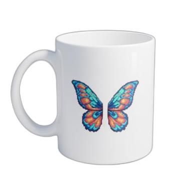 Imagem de Caneca Xícara de Café Porcelana 300ml com Desenho de Borboletas Coloridas