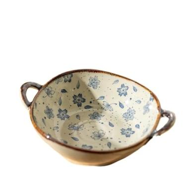 Imagem de 2 tigelas de sopa resistentes com alças seguras para forno, tigelas de sopa de cebola francesa, tigelas de macarrão profundas resistentes ao calor, utensílios de jantar para família, micro-ondas