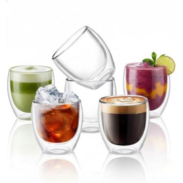 Imagem de Kit Copos Parede Dupla de Vidro 250 ml Cafe Cha Copo Duplo Isolante Térmico (6)