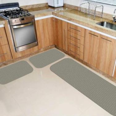 Imagem de Kit 3 Tapetes de Cozinha Antiderrapante Látex Estampas(Clássico)