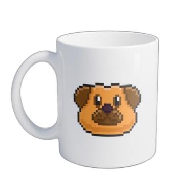 Imagem de Caneca Xícara de Café Porcelana 300ml Desenho Pug Pixel Art