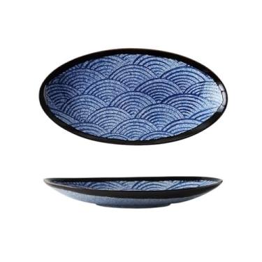 Imagem de Prato de peixe de cerâmica multifuncional de grande capacidade peixe a vapor doméstico minimalista criativo prato de sushi prato de jantar de frutos do mar prato de jantar de comida ocidental adequado