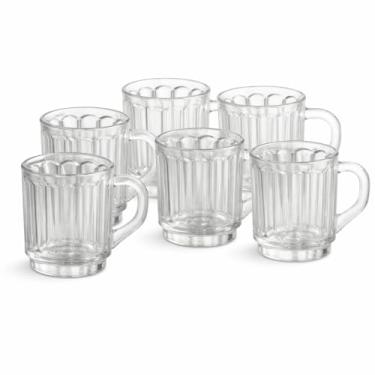 Imagem de Conjunto 6 Canecas de Vidro Carmine 245ml · Design Clássico com Relevo · Transparente e Resistente – Ideal para Café, Chá e Bebidas Quentes