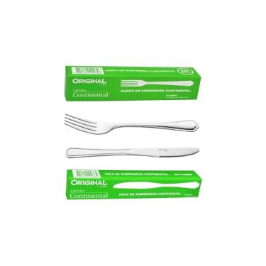 Imagem de Conjunto de Talheres em Aço Inox, 24 Peças, 6 Facas para Churrasco, 6 Garfos, 6 Colheres de Mesa, 6 Colheres de Sobremesa, para Uso Diário