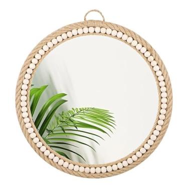 Imagem de Espelho decorativo multiuso pequeno montado na parede estilo rústico espelho de parede redondo criativo simples espelho de parede para sala de estar espelho de maquiagem montado na parede para casa