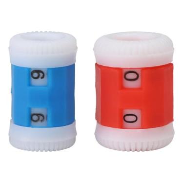 Imagem de Conjunto de contador de linha de tricô de plástico ferramenta prática de costura e contagem de crochê para rastreamento preciso de projetos vermelho azul 6 peças