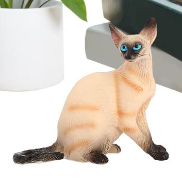 Imagem de Estátua de gato pequeno | Brinquedos realistas para gatinhos | Pequena escultura de animal colecionável, ornamento decorativo de modelo de gatinho, decoração de casa para armário de cabeceira e sala