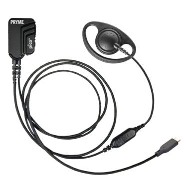 Imagem de PRYME PICO com conector USB-C Kit de microfone de lapela com botão PTT inteligente e fibra trançada com elemento de microfone redutor de ruído para celulares e tablets (inclui fone de ouvido com anel